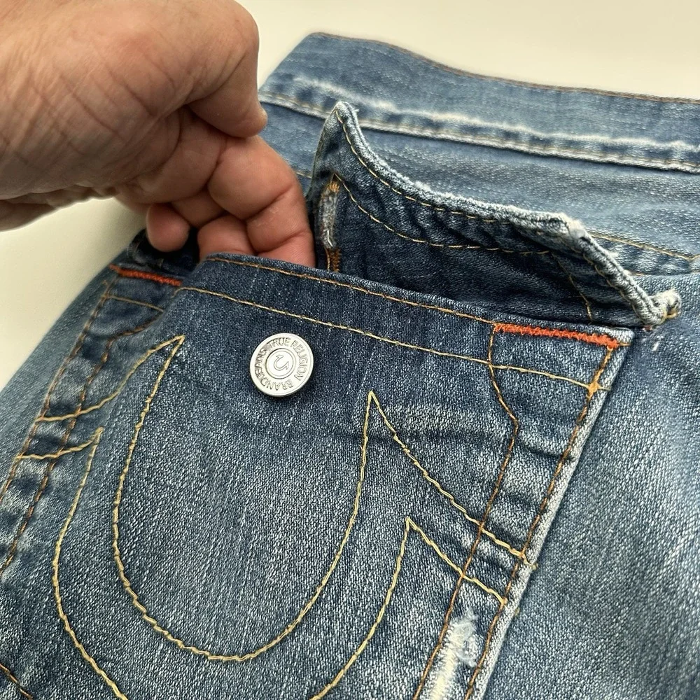 VTG Y2K True Religion Joey Jeans Twisted Flare Men 31x33 Distressed Flap Pockets